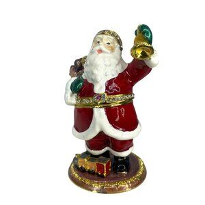 Leonardo Christmas Treasures enameled Trinket Box Santa Christmas collectable